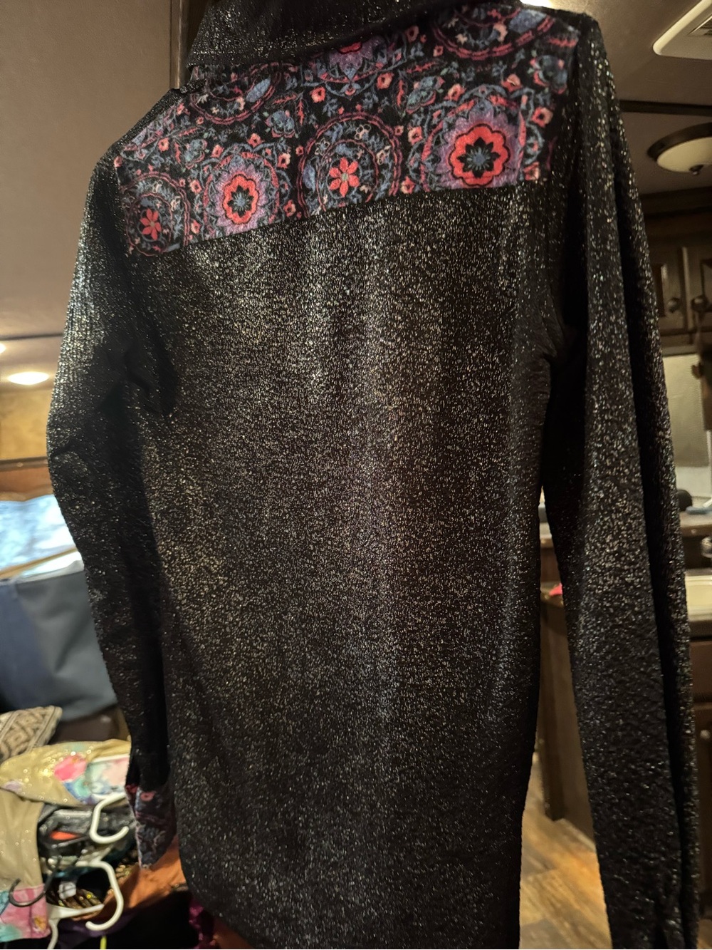 Thunderbird Black Metallic Button-Down Shirt - Picture 2 of 2
